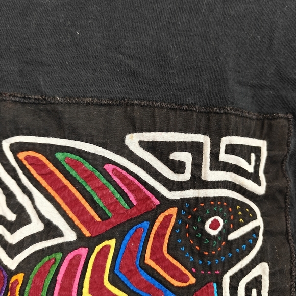 Vintage Mola Art Quilted Embroidered Long Sleeve Shirt Fish Print Size LG - Picture 11 of 11